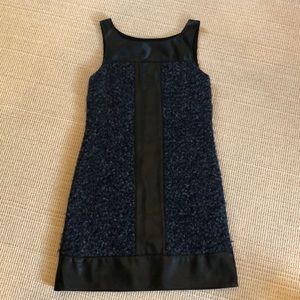 Faux leather and wool mini dress